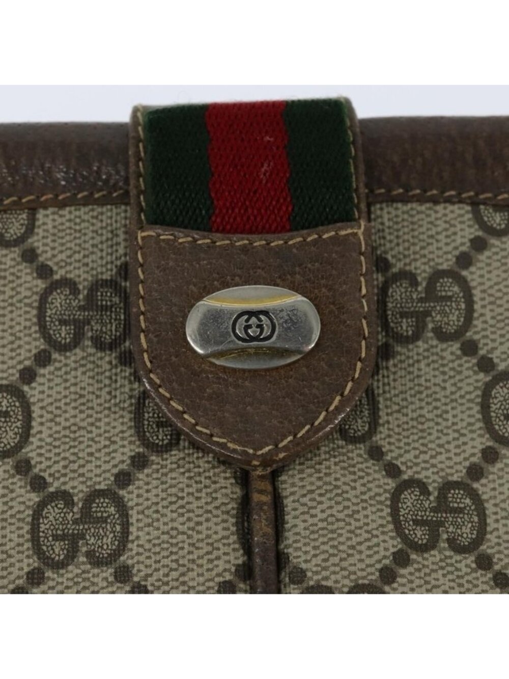 Authentic GUCCI GG Supreme Web Sherry Line Bag PVC Beige Gold 86 02 037 - Picture 6 of 16